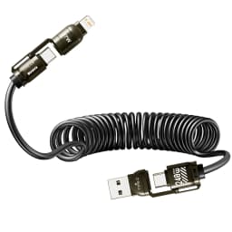 240W Fast Charging 4-in-1 Spring Car Data Cable Compatible with CarPlay for iPhone Samsung Huawei iPad USB C Charger Cord
