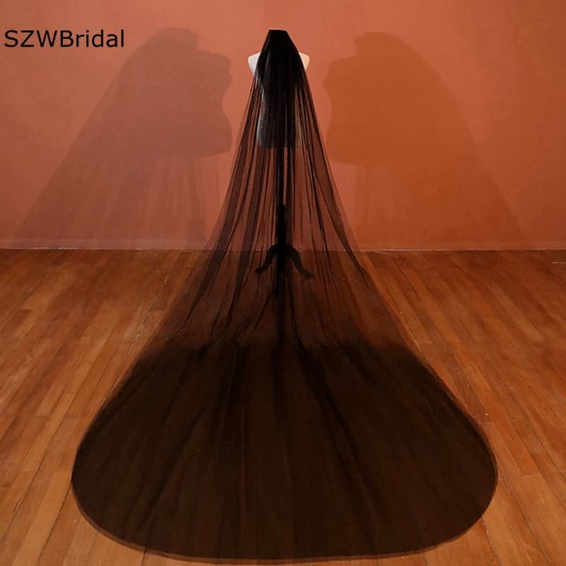 New Arrival Two Layers Soft Tulle Black Veil Brides Wedding Accessories Bride Voile Mariage Bridal Veils Sposa Velo Sposa