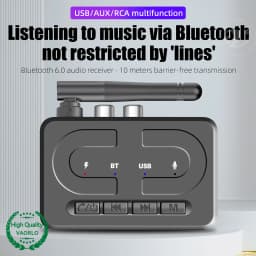 VAORLO Bluetooth 6.0 Audio Receiver 3.5mm AUX RCA With Mic HIFI Stereo Wireless Adapter Support USB U-Disk For Car Speaker Amp