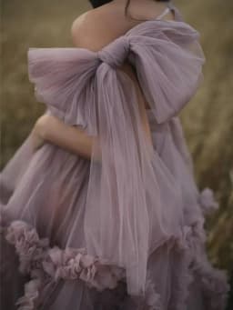 Dusty Pink Maternity Evening Dresses Robes for Photo Shoot Baby Shower Ruffle Tulle Chic Women Dress Nightgown Photography Robe