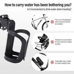 Adjustable Stroller Water Bottle Holder - 360° Rotating Bike Cage for Stroller Accessories