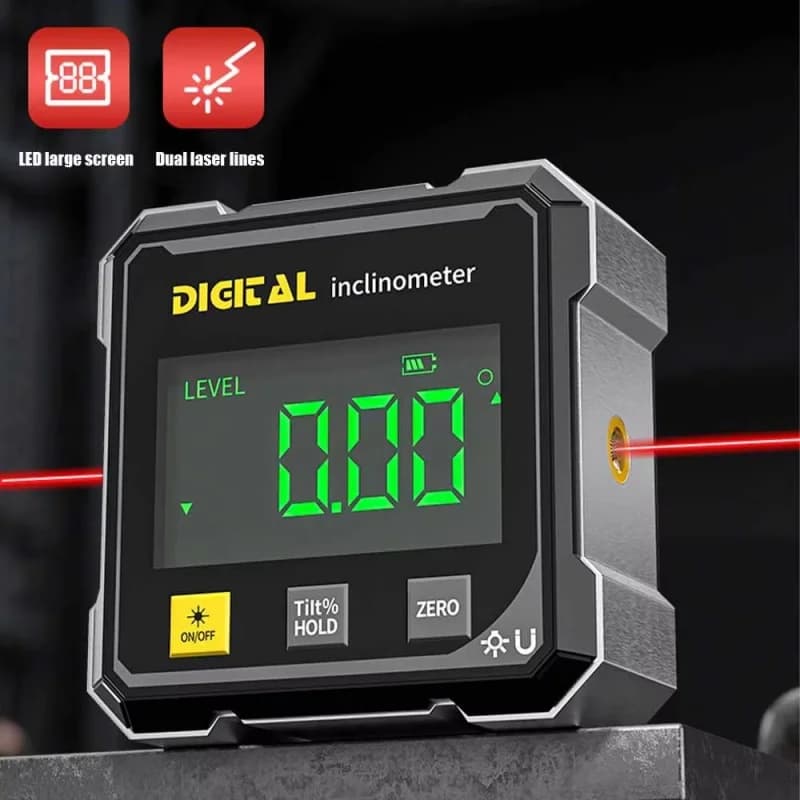 NEW 2-Side Magnetic Digital Angle Gauge With Laser Electronic Protractor Horizontometer Inclinometer Angle Ruler Slope Measuring