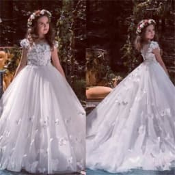Flower Girl Dresses Tulle Beading Appliqued Pageant Dresses For Girls First Communion Dresses Kids Prom Dresses