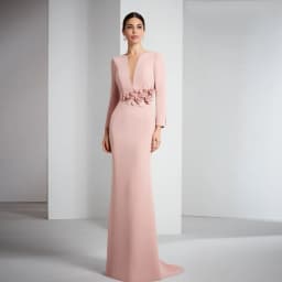 Elegant Pink Mother of the Bride Dresses V Neck Long Sleeves Customized Wedding Party Gowns Flowers Mermaid 2025 فساتين السهرة