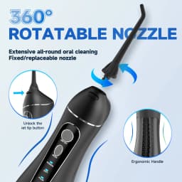 Water Floss Portable Cordless F18 Water Flosser 3 Cleaning Modes Waterproof Rechargeable Water Cleaner 4 Nozzles Clean Gums