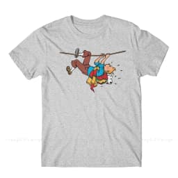 Kuifje Rope Klimbing Fashion TShirt Design Gaston Lagaffe Anime Cotton Shirt Men Unisex T-Shirt Oversize Adult Plus Size