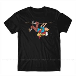 Kuifje Rope Klimbing Fashion TShirt Design Gaston Lagaffe Anime Cotton Shirt Men Unisex T-Shirt Oversize Adult Plus Size