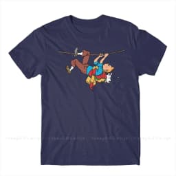 Kuifje Rope Klimbing Fashion TShirt Design Gaston Lagaffe Anime Cotton Shirt Men Unisex T-Shirt Oversize Adult Plus Size