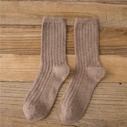 CHAOZHU Thicken Warm Merino Wool Classic Solid Colors Rib Socks Women High Quality Loose Crew Fashion Japanese Korea Sock Winter