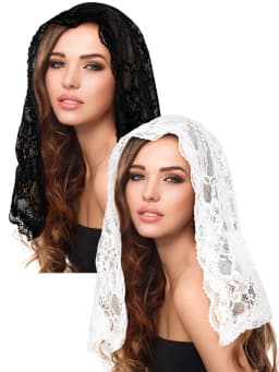 Lace Veils for Church Mantilla Catholic Veil Latin Mass Head Covering White Black Veils for Bridal Women
