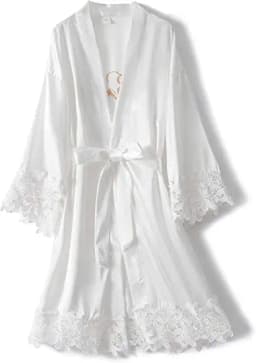 Bridesmaid Robes Rose Gold Bride Robe Wedding Bridesmaid Gift Satin Lace Robe Bridal Dressing Gown Bachelorette Party Pajamas