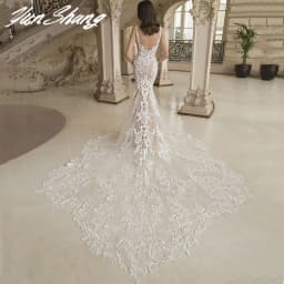 YunShang Deep V-Neck Wedding Dresses Lace Appliques Sleeveless Sexy Mermaid Bride Gown Backless Vestidos De Noiva Customized