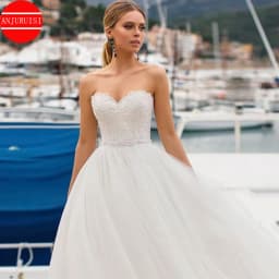 Strapless Princess Ball Gown Lace Wedding Dresses For Women 2023 Bride Floor Length Vestidos De Novia Suknia Ślubna Robe Mariage
