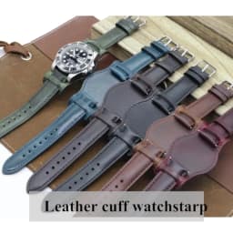 Oil Wax Leather Bund Strap 18mm 19mm 20mm 21mm 22mm Watchband Blue Wristband with Mat Handmade Genuine Leather Watch Accessories