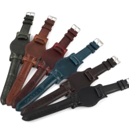 Oil Wax Leather Bund Strap 18mm 19mm 20mm 21mm 22mm Watchband Blue Wristband with Mat Handmade Genuine Leather Watch Accessories