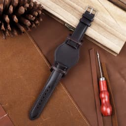 Oil Wax Leather Bund Strap 18mm 19mm 20mm 21mm 22mm Watchband Blue Wristband with Mat Handmade Genuine Leather Watch Accessories