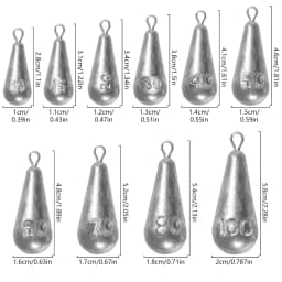 Fishing Weights Sinkers, 10 Sizes Teardrop-Shaped Fishing Lead Sinkers, Bass Casting Drop Shot Weights for Saltwater Freshwater