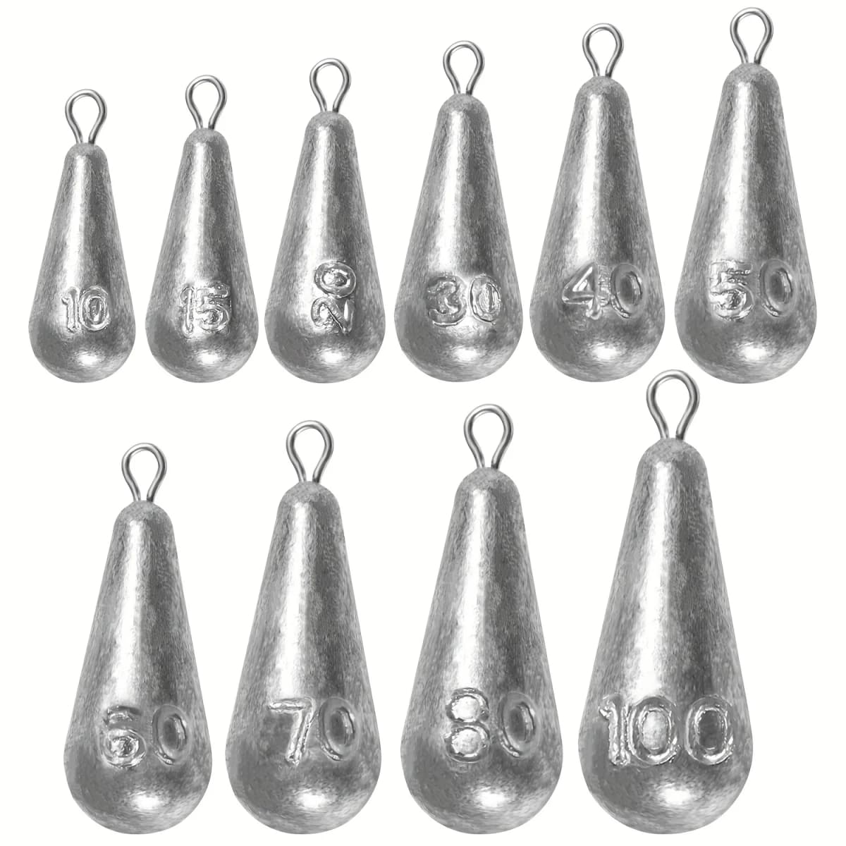 Fishing Weights Sinkers, 10 Sizes Teardrop-Shaped Fishing Lead Sinkers, Bass Casting Drop Shot Weights for Saltwater Freshwater
