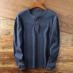 Slim Fit Mens Basic Tee Casual Tshirts Henley Waffle Long Sleeve Shirts Thermal Solid Half Button Breathable Cotton Shirts