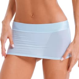 Womens Semi See-through Miniskirt Cover Ups Beachwear Solid Color Block Low Rise Sexy Pencil Mini Skirts Female Sexy Nightwear