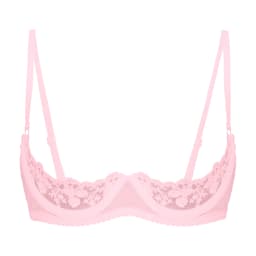 Women's Sheer Lace Lingerie Sexy Half Cup Bare Breast Underwire Push Up Bra Tops Adjustable Straps Unlined Brassiere
