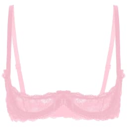 Women's Sheer Lace Lingerie Sexy Half Cup Bare Breast Underwire Push Up Bra Tops Adjustable Straps Unlined Brassiere