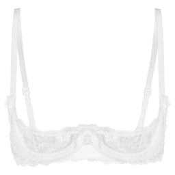 Women's Sheer Lace Lingerie Sexy Half Cup Bare Breast Underwire Push Up Bra Tops Adjustable Straps Unlined Brassiere