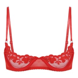 Women's Sheer Lace Lingerie Sexy Half Cup Bare Breast Underwire Push Up Bra Tops Adjustable Straps Unlined Brassiere