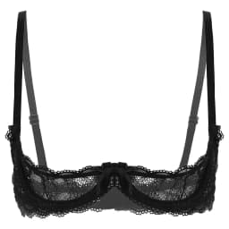 Women's Sheer Lace Lingerie Sexy Half Cup Bare Breast Underwire Push Up Bra Tops Adjustable Straps Unlined Brassiere