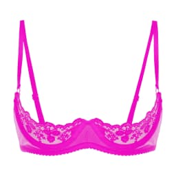 Women's Sheer Lace Lingerie Sexy Half Cup Bare Breast Underwire Push Up Bra Tops Adjustable Straps Unlined Brassiere