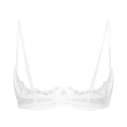 Women's Sheer Lace Lingerie Sexy Half Cup Bare Breast Underwire Push Up Bra Tops Adjustable Straps Unlined Brassiere