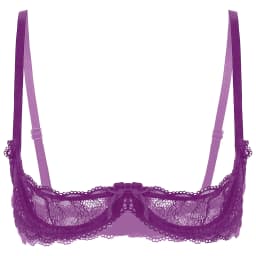 Women's Sheer Lace Lingerie Sexy Half Cup Bare Breast Underwire Push Up Bra Tops Adjustable Straps Unlined Brassiere