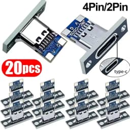 USB 3.1 Type C Socket with Screw Fixing Plate Type-C USB Jack 3.1 Type-C 4Pin 2Pin Female Connector Jack Charging Port