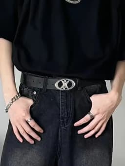 Stylish Oval Cross Metal Buckle Belt - Durable, Simple, and Universally Compatible - Unisex Gift Idea for Men and Women
