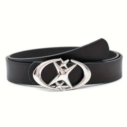 Stylish Oval Cross Metal Buckle Belt - Durable, Simple, and Universally Compatible - Unisex Gift Idea for Men and Women