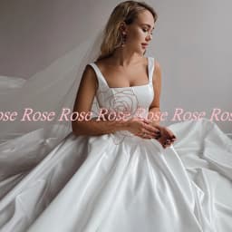 Customized A-Line Wedding Dresses Satin Sleeveless Dress Boho Beach Square Collar Evening Prom Gowns Custom Size