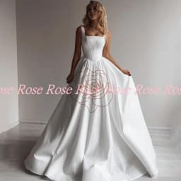 Customized A-Line Wedding Dresses Satin Sleeveless Dress Boho Beach Square Collar Evening Prom Gowns Custom Size