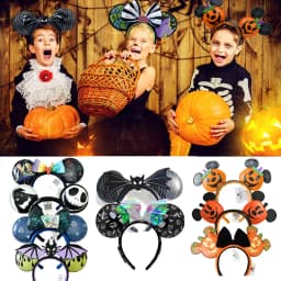 Disney Minnie Mickey Ears Headband Holiday Party Sequins Headdress Bows EARS COSTUME Headband Cosplay Plush Adult/Kids Gift