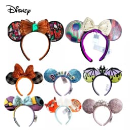 Disney Minnie Mickey Ears Headband Holiday Party Sequins Headdress Bows EARS COSTUME Headband Cosplay Plush Adult/Kids Gift