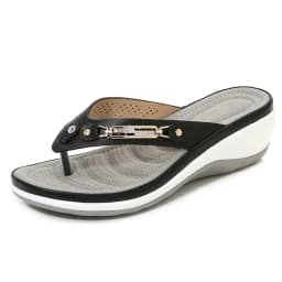 Sandals for Women Flip Flops Metal Button Slides Slipper Beach Dance Non-slip Casual Wedge Shoes Female Summer Slippers Sandals