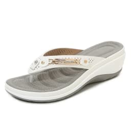 Sandals for Women Flip Flops Metal Button Slides Slipper Beach Dance Non-slip Casual Wedge Shoes Female Summer Slippers Sandals