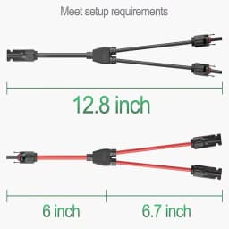 Power Solar Connectors 30A Y-Branch Cable, Solar Cable Parallel Adaptor in Pair for Solar Panel 1*M/FF+1*F/MM Black Red Power