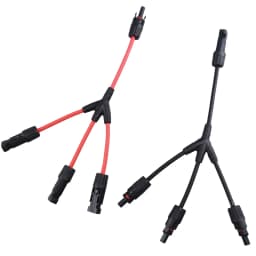Power Solar Connectors 30A Y-Branch Cable, Solar Cable Parallel Adaptor in Pair for Solar Panel 1*M/FF+1*F/MM Black Red Power