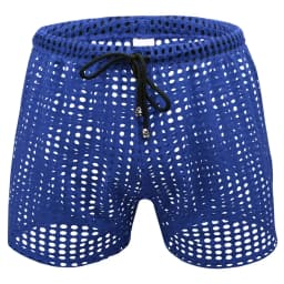 Sexy Mens Causal Shorts Big Mesh Breathable Gym Shorts Fishnet Boxers Transparent Loose Sleep Bottoms Men Hollow Out Swim Trunks