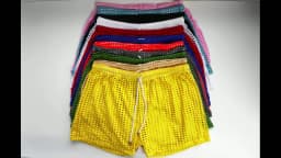 Sexy Mens Causal Shorts Big Mesh Breathable Gym Shorts Fishnet Boxers Transparent Loose Sleep Bottoms Men Hollow Out Swim Trunks