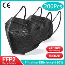 10-200Pcs FFP2 Masks KN95 Mascarillas KN95 Face Mask Filter 5Layers Mascarillas Quirurgicas Homologadas Reusable Black FFP2 Mask