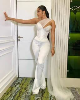 One-shoulder Prom Jumpsuit Dresses Beaded Crystal Lace-up Corset  African Aso Ebi Evening Dress Pant Suit customsized abiye
