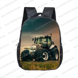 12 Inch Farm Tractor Print Children School Bags Boys Girls Kindergarten Backpack Baby Toddler Bags Kids Book Bag Gift