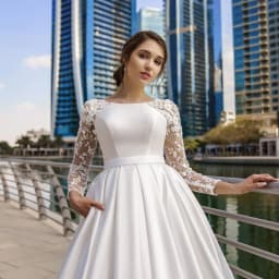 SoDigne Dubai Modest Wedding Dresses Lace Long Sleeve Satin Bride Dress With Belt Women Elegant Wedding Party Gowns Customized