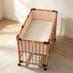 Bumpers In The Crib Crepe Plaid One-Piece Cradle Cushion Baby Bed Bar Protection Beige Cotton Soft Sleeping Baby Bed Bumper
